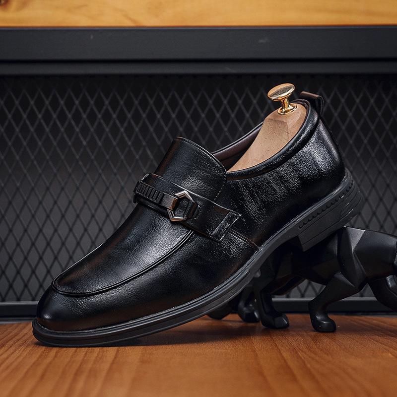 

New men s formal business leather shoes non-slip and wear-resistant fashion men s shoes breathable trend leather shoes 38 чёрный