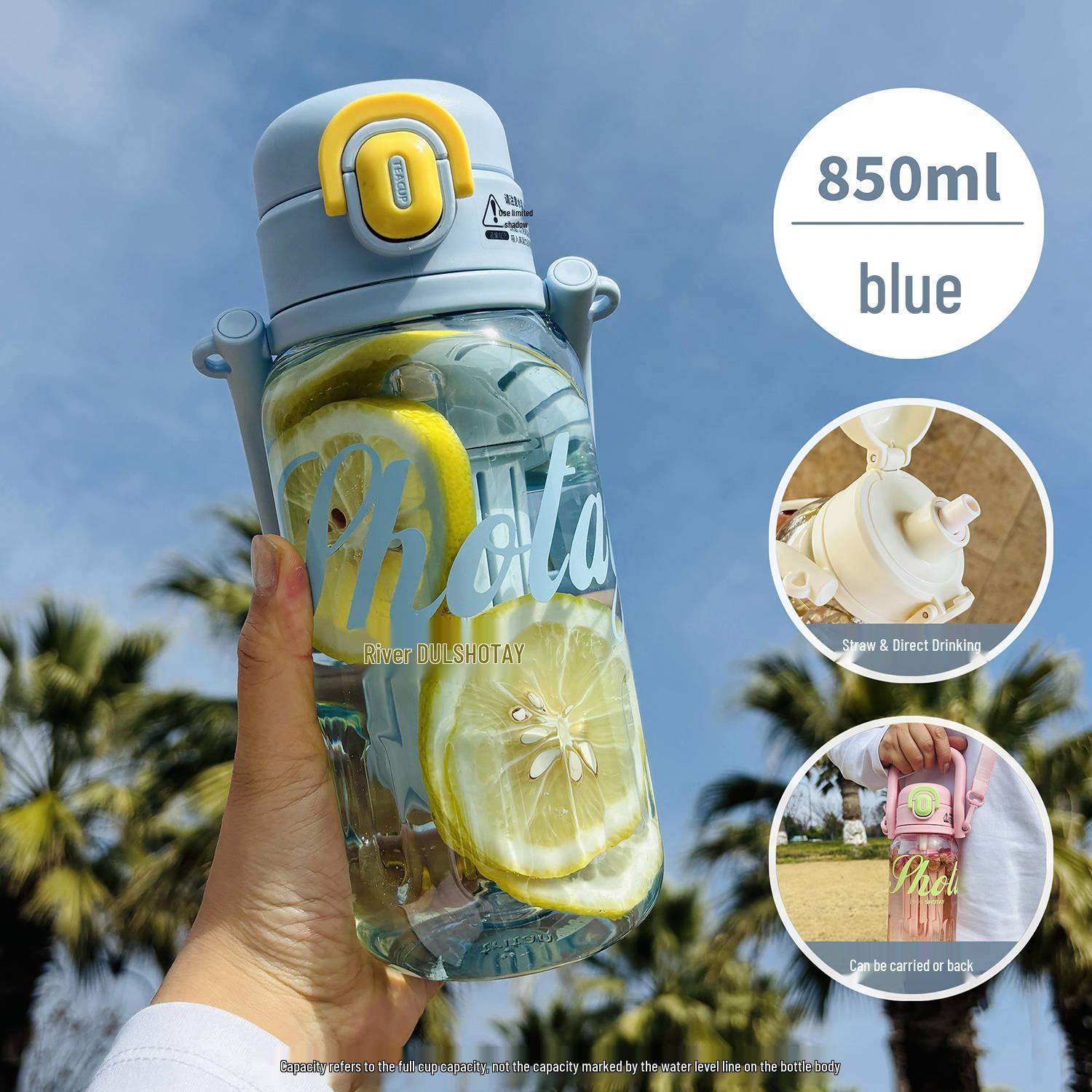 

Спортивная чашка Shangtai Tritan большой вместимости с трубочкой, шкалой и двойным отсеком для напитков. Standard