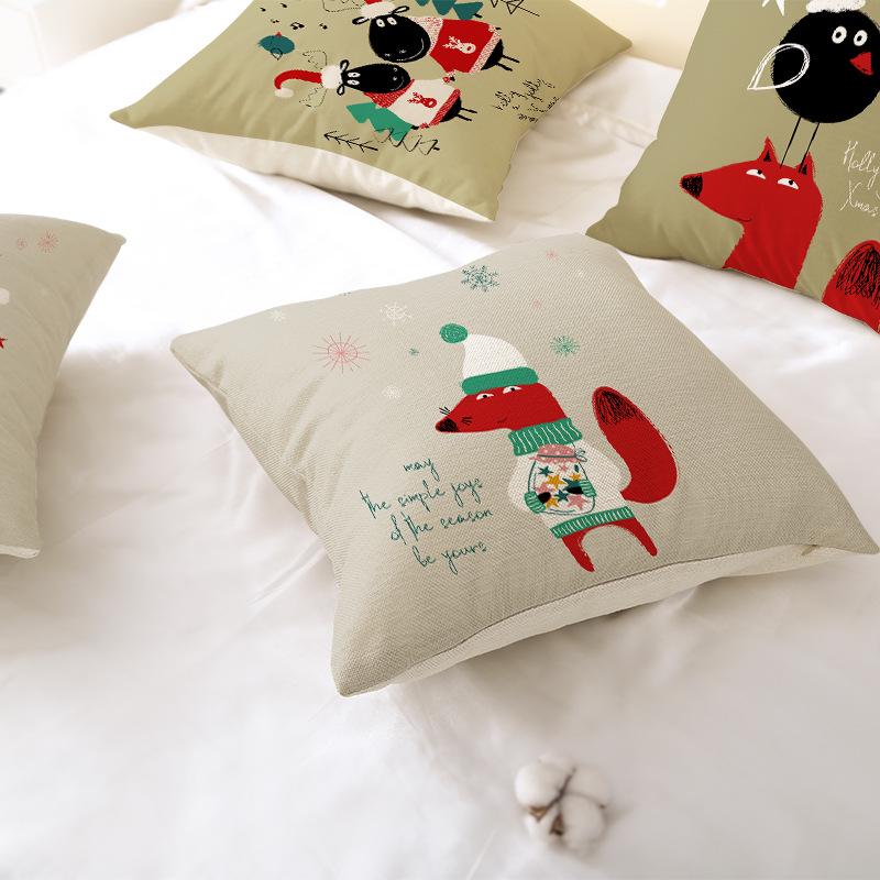 Christmas Polyester Pillow Cover Cartoon Digital Print Cushion Cover New Home Decoration Cushion Cover