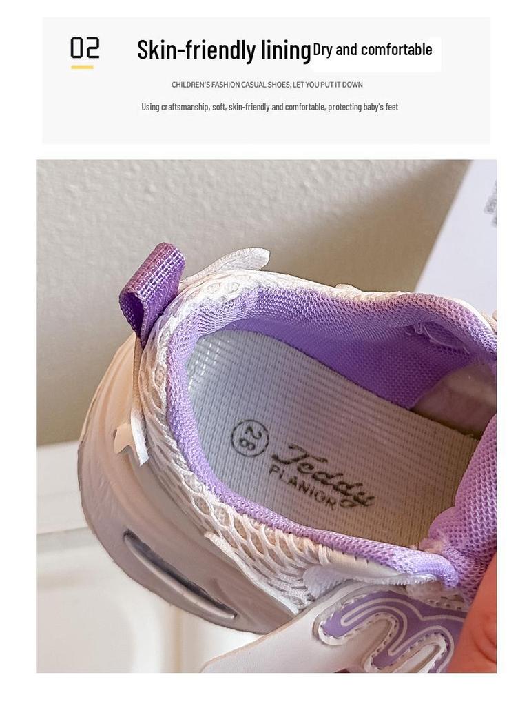 Frühlings-Sportschuhe für Mädchen 2026 - Atmungsaktives Mesh, Weiche Sohle, Rutschfeste Laufschuhe für Kinder