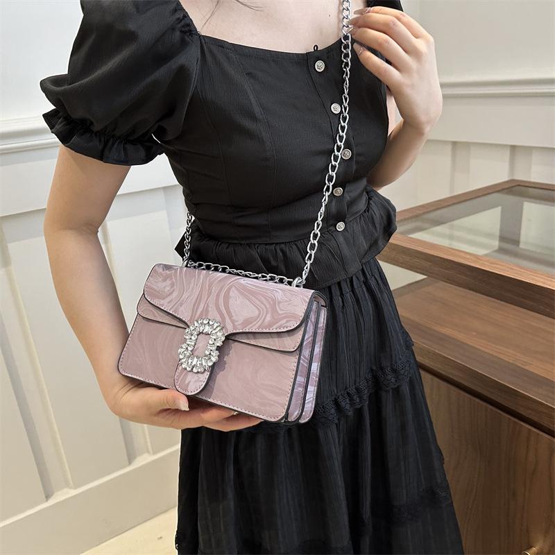 Fashionable Diamond-set Small Square Bag New Style Chinese Style Gem Handbag Women's Bag Fashionable Temperament One-shoulder Crossbody Bag