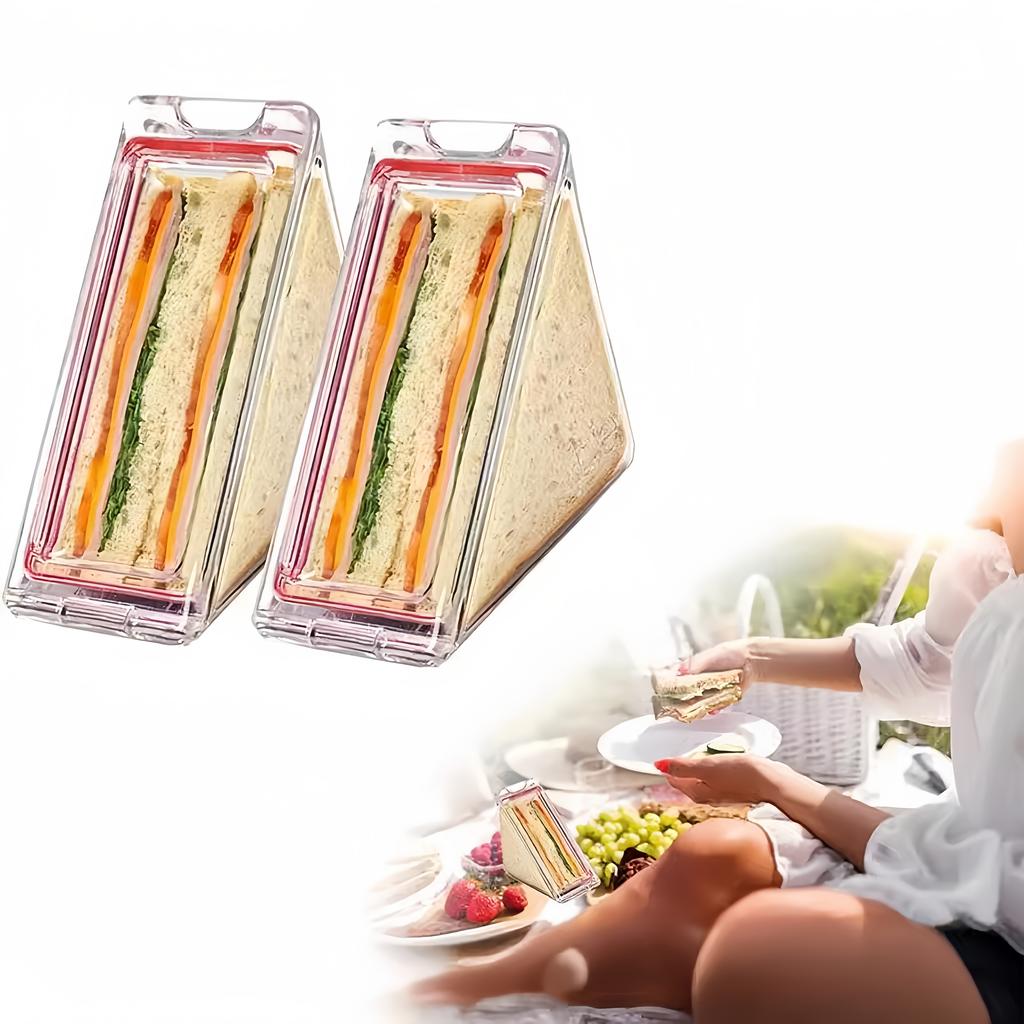 1pc Portable Triangle Sandwich Container Acrylic Reusable Sandwich Boxes and Lunch Wedge Boxes with Lids for Kids