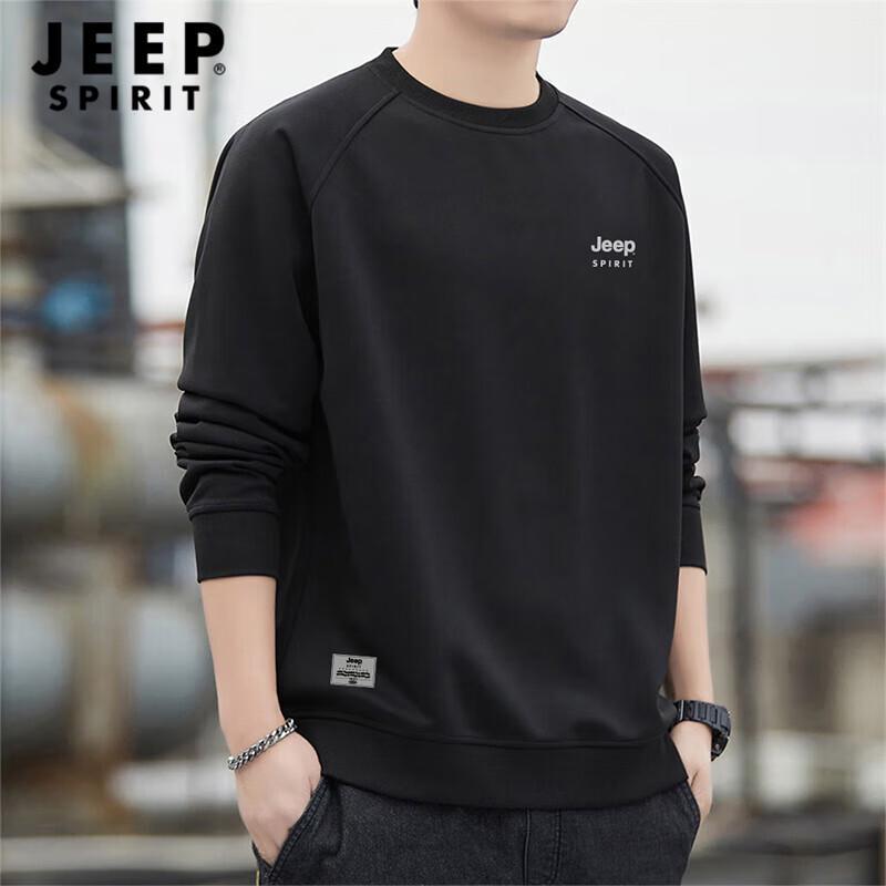 JEEP SPIRIT Pánský pulovr s dlouhým rukávem a kulatým výstřihem