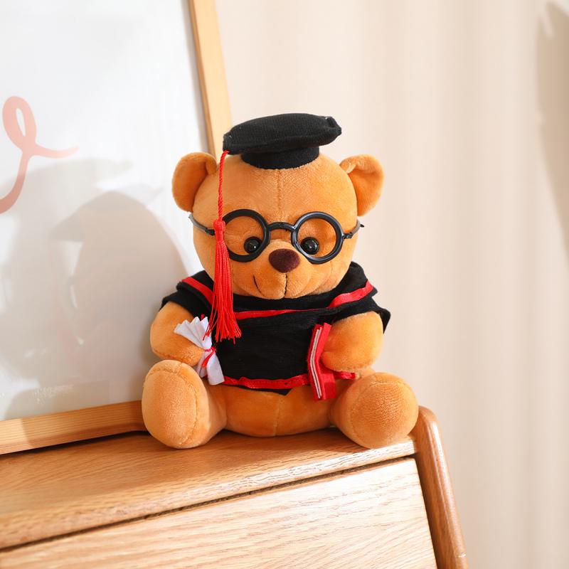 16cm/21cm Doctor Hat Bear Teddy Bear Doll Plush Toy Small Sitting Bear Doll Stuffed Animals Boys Girls Students Graduation Gifts Fun for All Ages