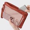 Fashion Lightweight Mesh Storage Bag With Zipper Solid Color Cosmetic Bag Multifunctional Polyester Makeup Pouch Makeup Storage