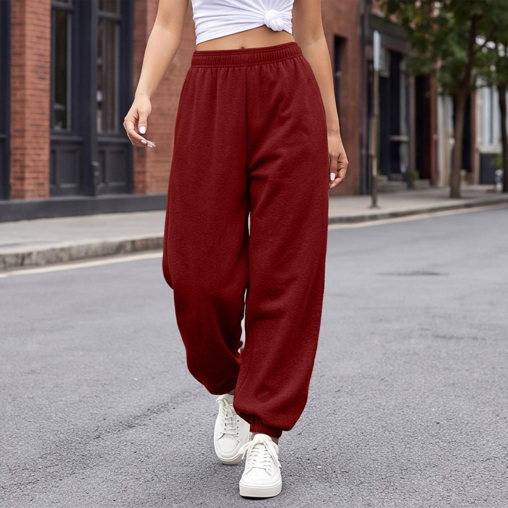 Women's Color Loose Pants Casual Jogger Sweatpants with Tapered