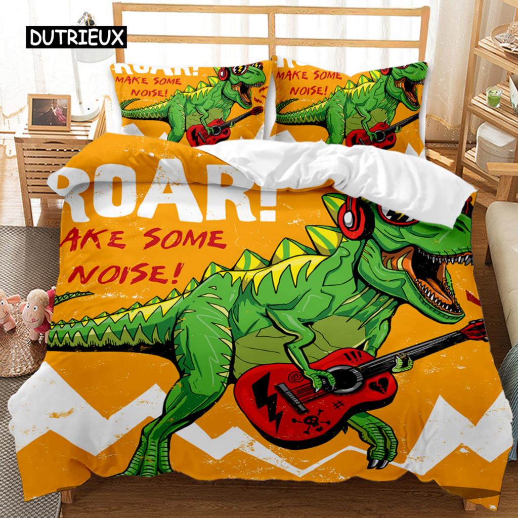 Dinosaur Bedspread Cover Sets Kids' Bed Cover Kit Full Playing Basketball Tyrannosaurus Animal Double Size Queen Dimension King Size Long-lasting