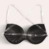 Women's Lingerie Gathered Push Up Bra Solid Brassiere Sexy Non-slip Underwear Top with Clear Straps