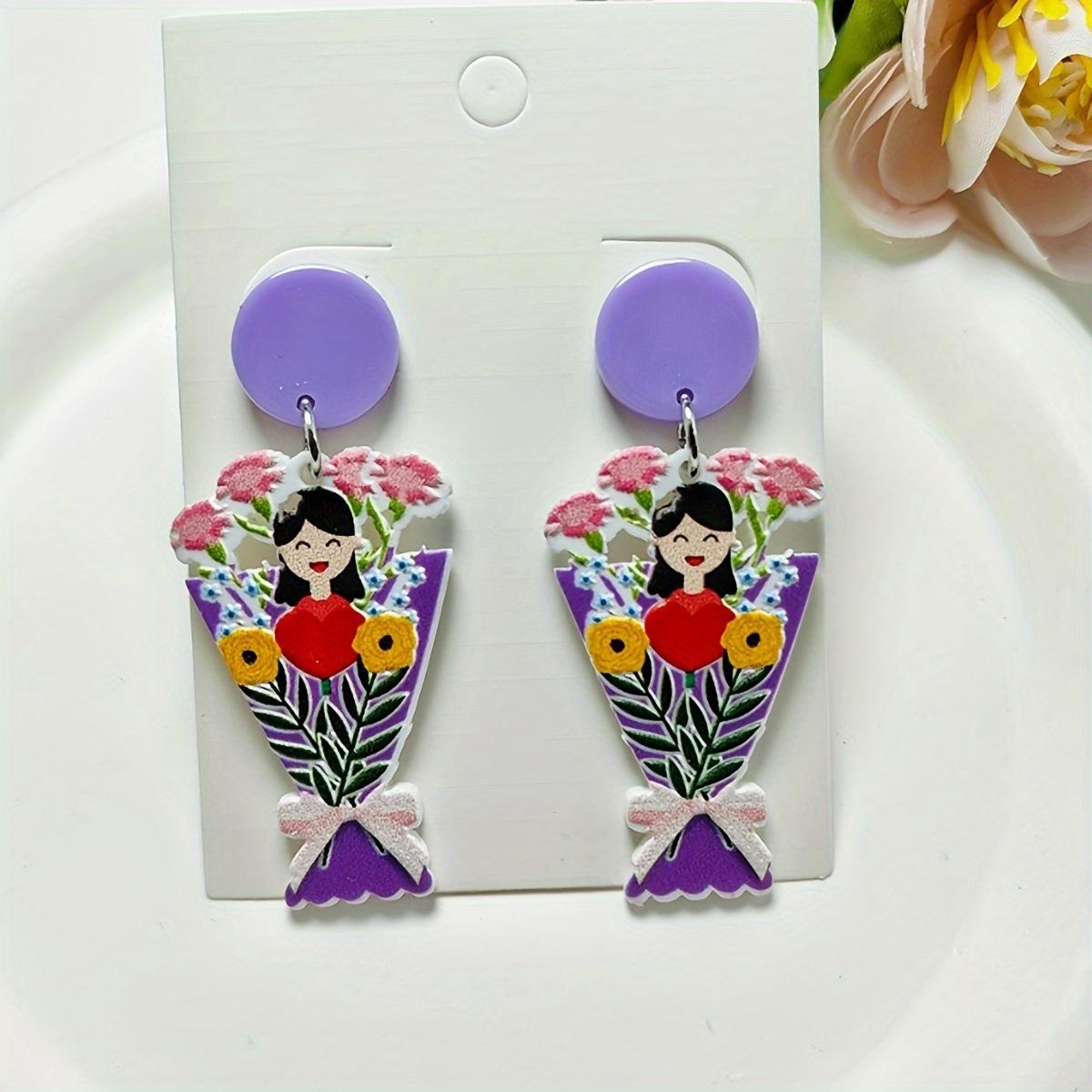 

Rose Spring Earrings Mother s Day Creative Personality Sweet Bouquet Rose