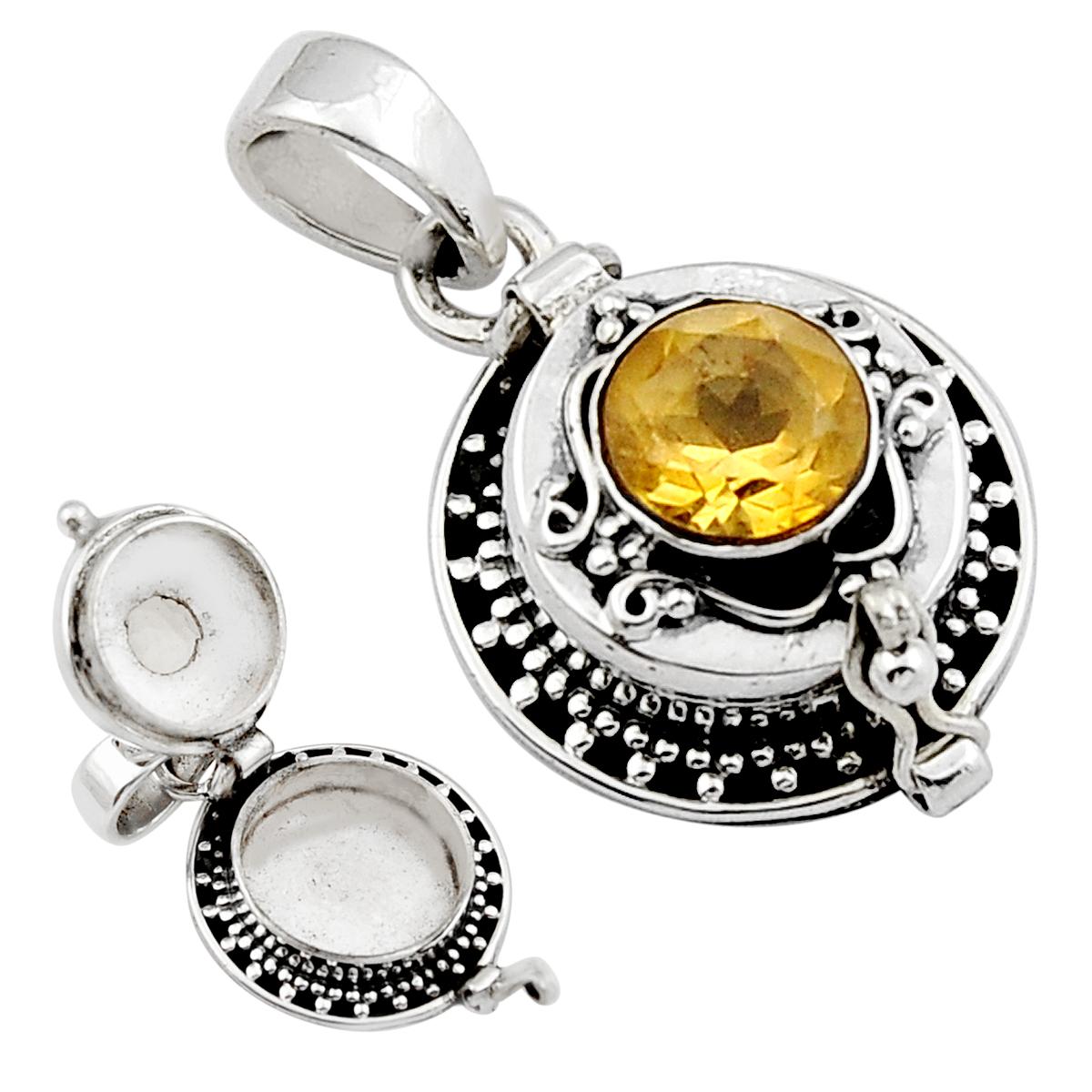 

2.37cts желтый цитрин стерлингового серебра 925 ядовитая коробка кулон ювелирные изделия ручной работы