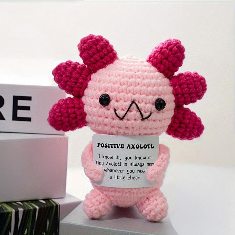 New Positive Energy Goose Hug Pocket Mini Handmade Plush Wool Knitting Doll with Card Funny Christams Gift Home Room Decoration