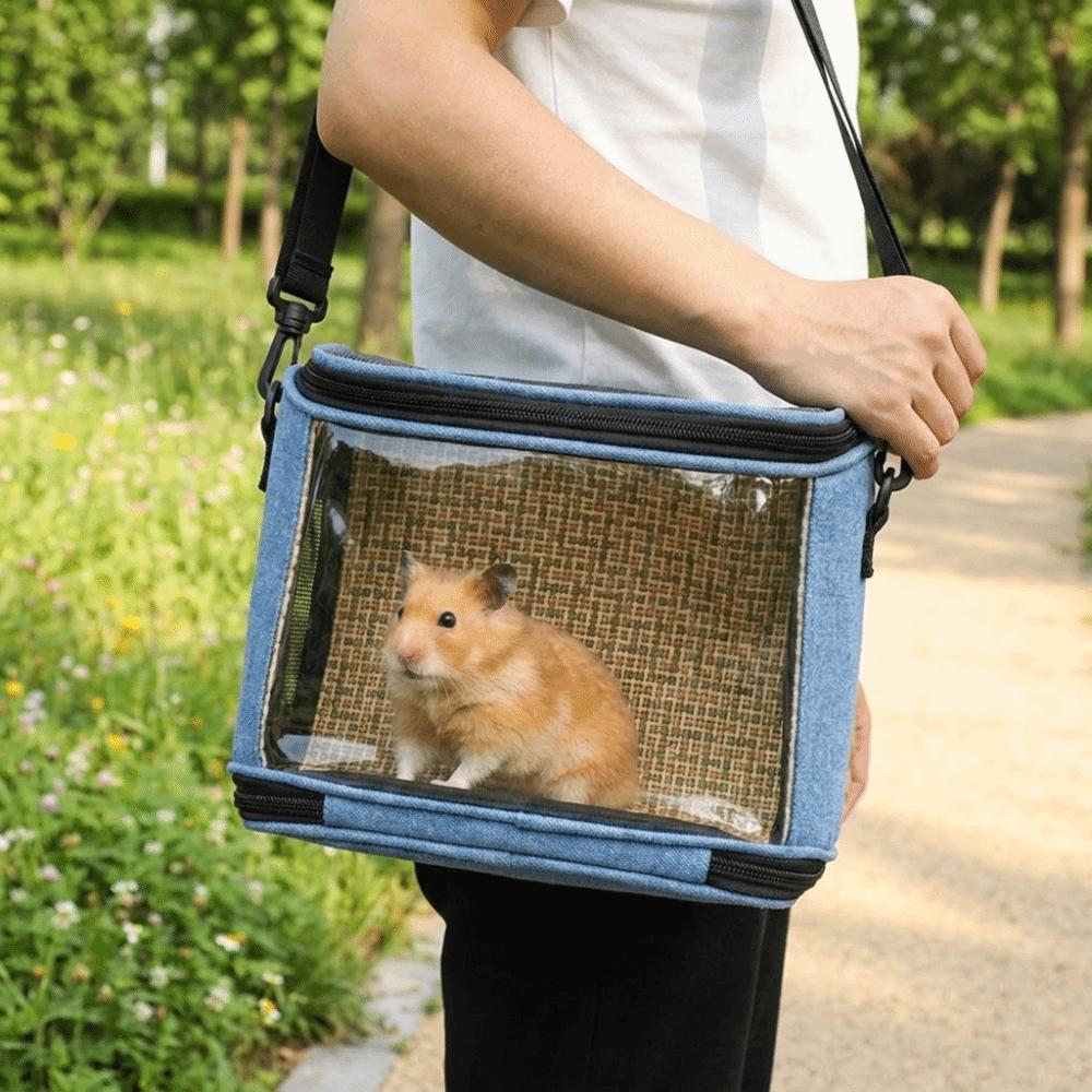 Breathable Mesh Pet Travel Bag Portable Large Capacity Pet Carrier Adjustable Straps Clear Window Hamster Carrying Bag Travel