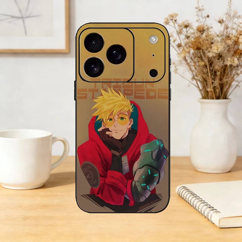 Trigun Anime Vash the Stampede (1) Phone Case For iPhone 17,16,15,14,13,12,11 Plus,Pro,Max,Mini Silicone black Soft Cover