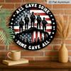 2D Flat, 1pc 7.87x7.87in Round Aluminum Sign, "All Gave Some Some Gave All" Veteran Memorial Plaque, US Flag Soldier Silhouette Design, Metal Wall