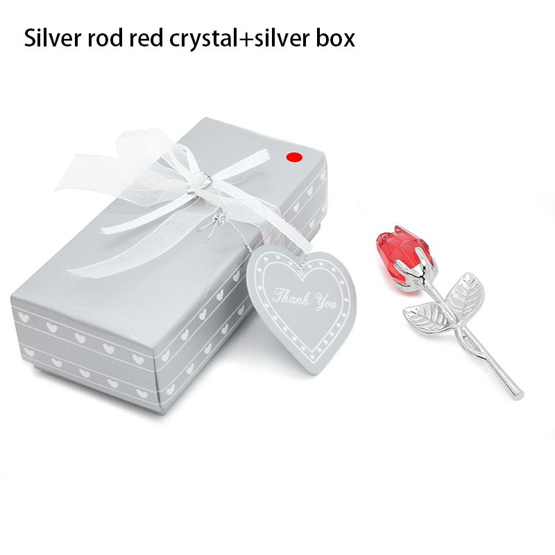 Crystal Rose Artificial Flower Gold And Silver Handicraft Wedding Decoration Valentine's Day Couple Girlfriend Gift With Box