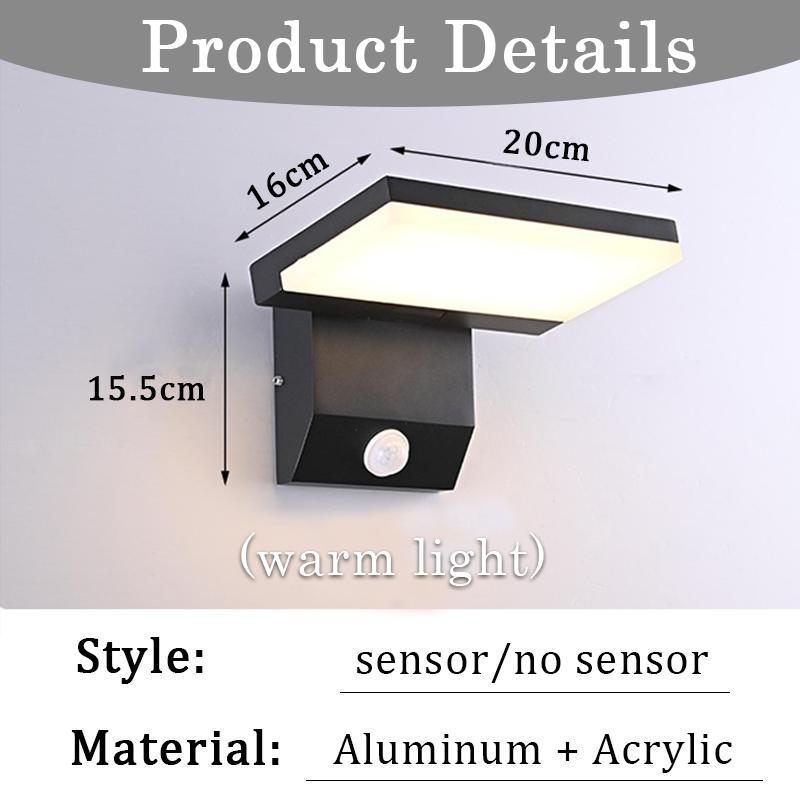 Modern LED Outdoor Wall Lamp Waterproof Motion Sensor Wall Light Foldable for Garden Courtyard Balcony Porch Home Decoration