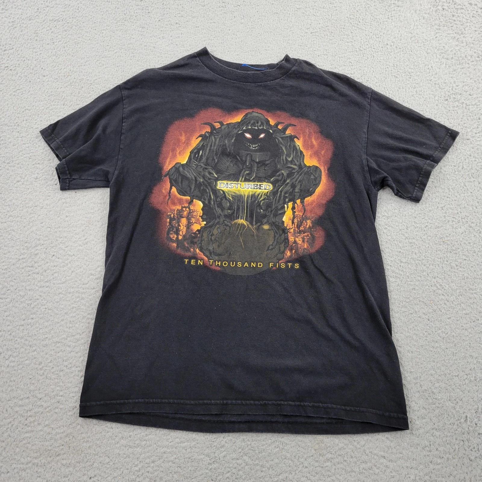 Disturbed Ten Thousand Fists Shirt Mens Small Black Graphic Short Sleeve 2XL