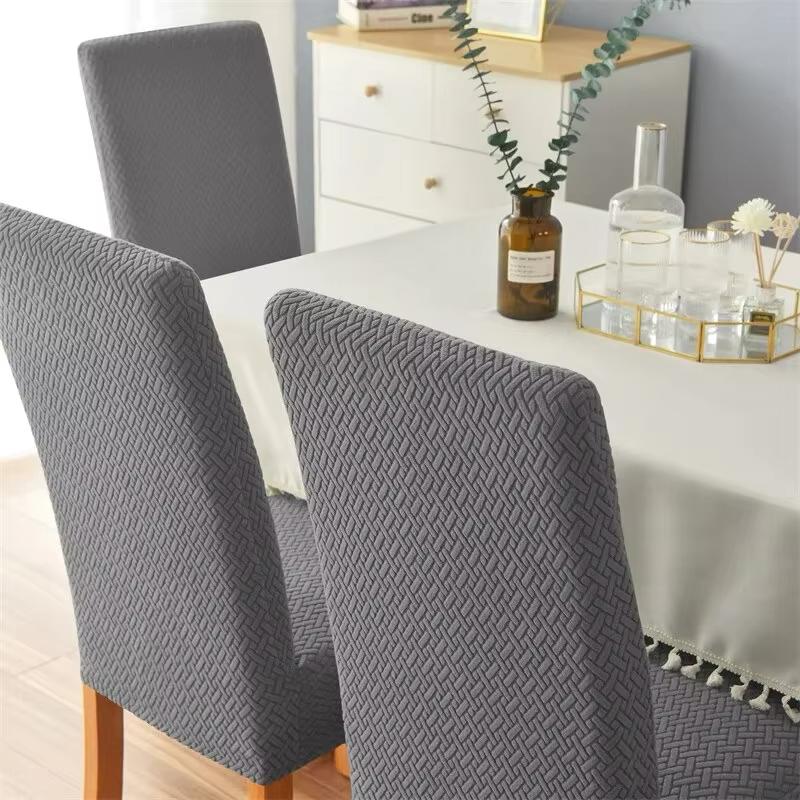 Long Grid Jacquard Chair Cover Universal Household Seat Cover Anti-Slip Elastic Dining Chair Covers For Dining Room Living Room