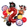 1Set Pirate Theme Red And Black Pirate Ship Foil Balloons Halloween Kids Happy Birthday Party Baby Shower Decorations Supplies