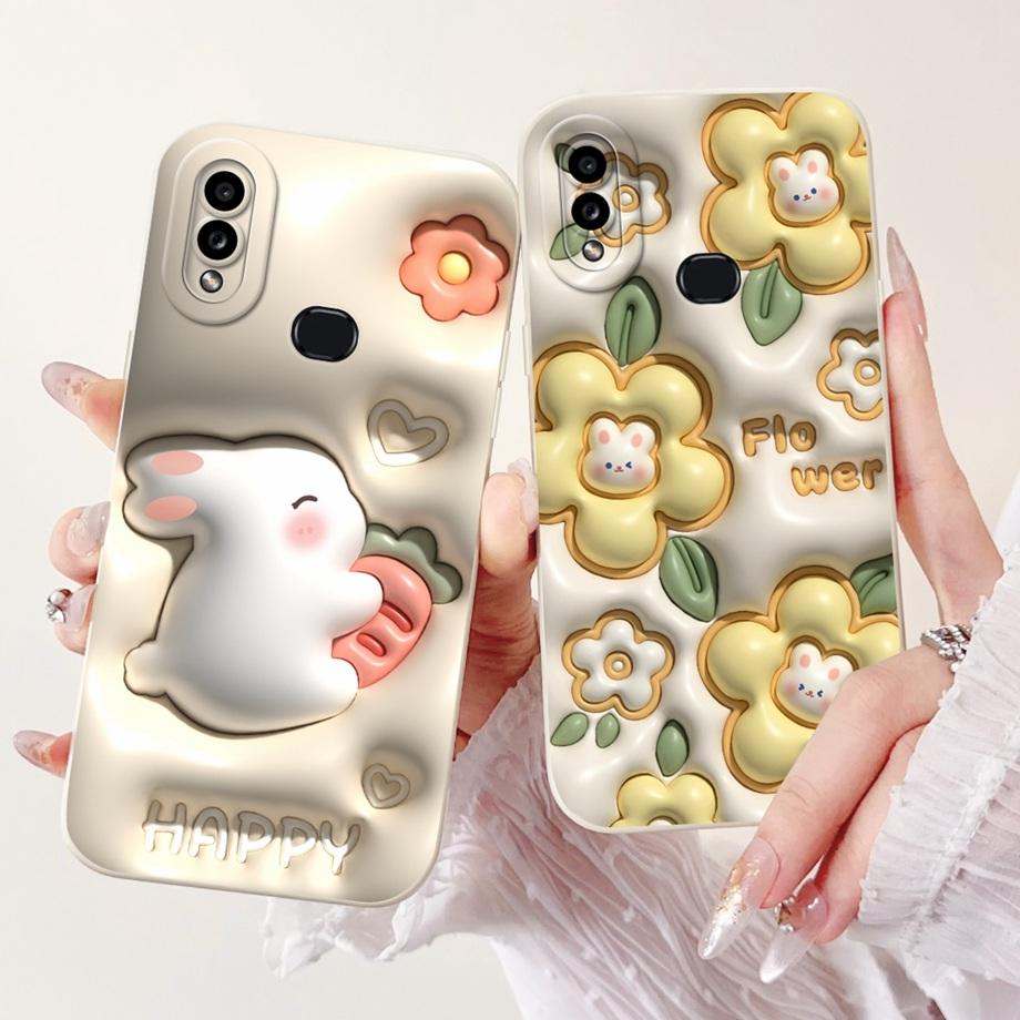 Etui Na Samsung Galaxy A10 A105F A10s A107F Miękki Płynny Silikon Tylna Klapka Na Samsung M01s SM-M017F Etui Królik Kot Panda