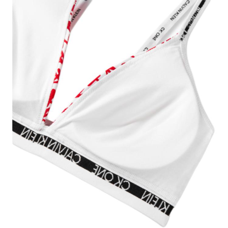 Calvin Klein SS23 Biustonosz z nadrukiem literowym z wyjmowanymi wkładkami Bielizna damska Biały Czerwony QF5730-5V1