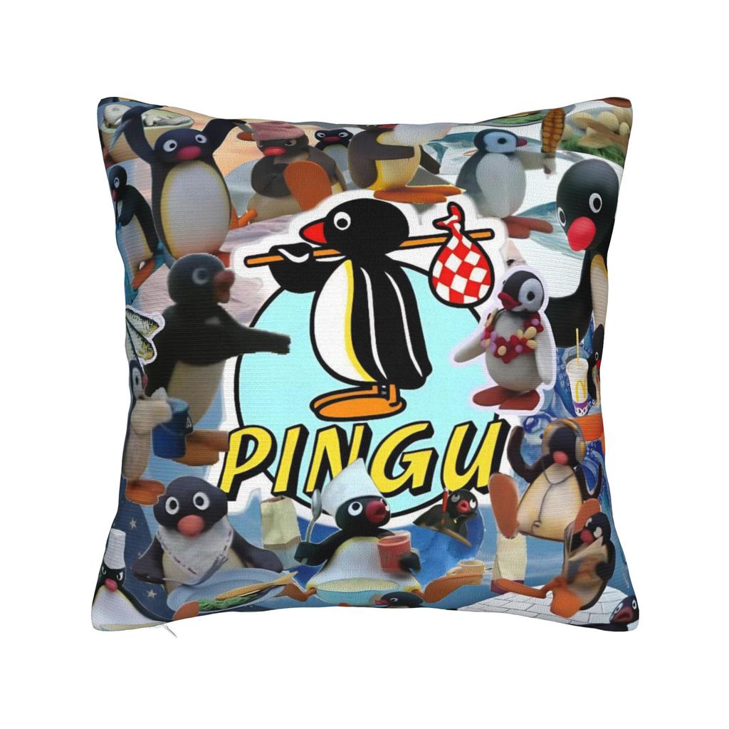Noot Noot Poszewki na kwadratową poduszkę Pingu Pinga Pokrowiec na poduszkę z pingwinem Dekoracyjna poszewka na poduszkę do domu 18"x18"