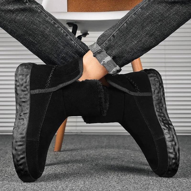 Fashion Men's Winter Boots Snow Mans Cotton Boot Plus Velvet Thickening Soft Comfortable Hard-wearing Trendy All-match Popular Model