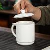Dehua White Porcelain Mutton Fat Jade Ceramic Teacup with Lid