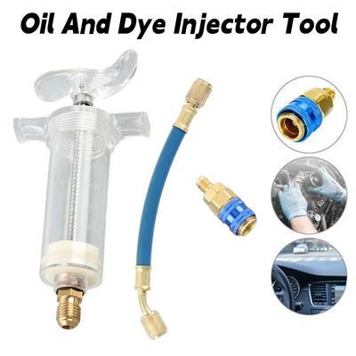 Araba A/C Yağ ve Boya Enjektörü 30ml R-134a Düşük Taraflı Hızlı Bağlantı Adaptörü 1/4" SAE Soğutma Sıvısı Dolum Borusu Enjeksiyon Aleti