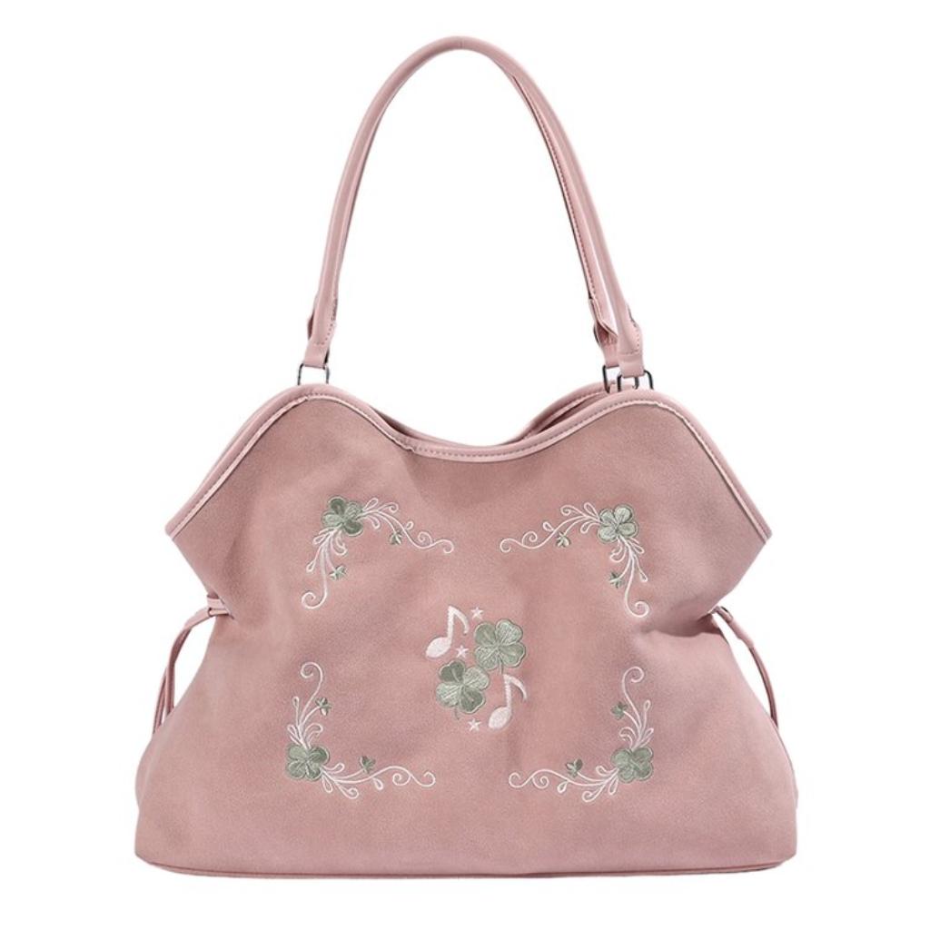 Hobo Bag Women Faux Leather Large Capacity Embroidered Drawstring Daily Commute