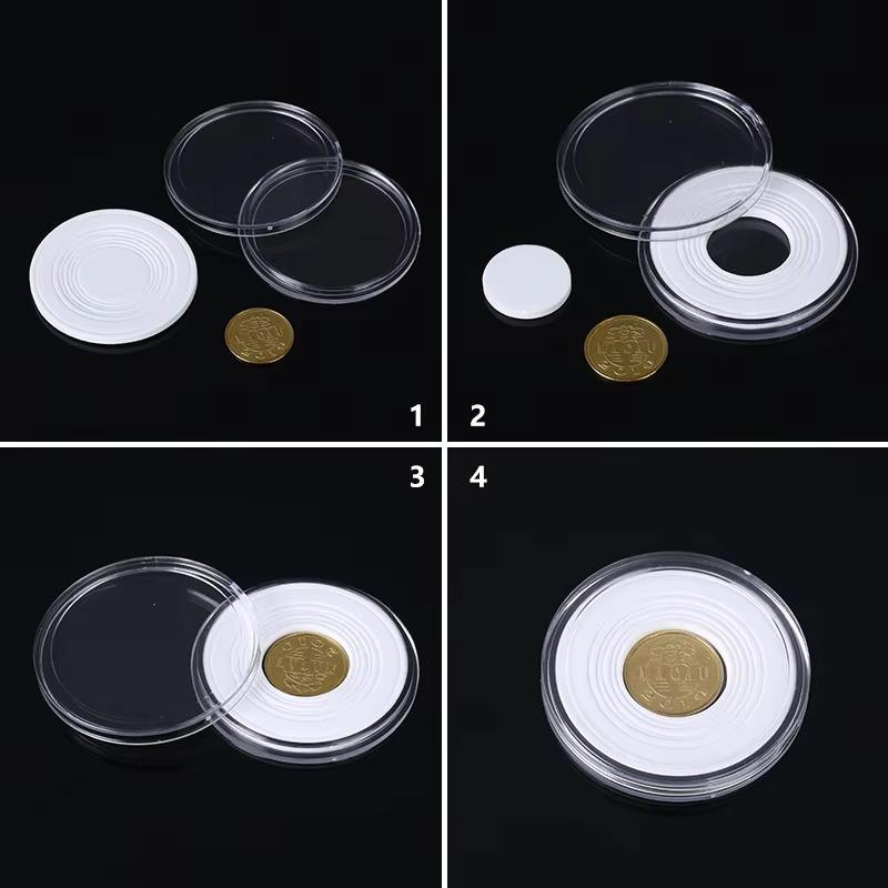 100pcs Clear Commemorative Coinning Storage Box Storage Protection Coinning Suitable Transparent Portable Round Storage Box