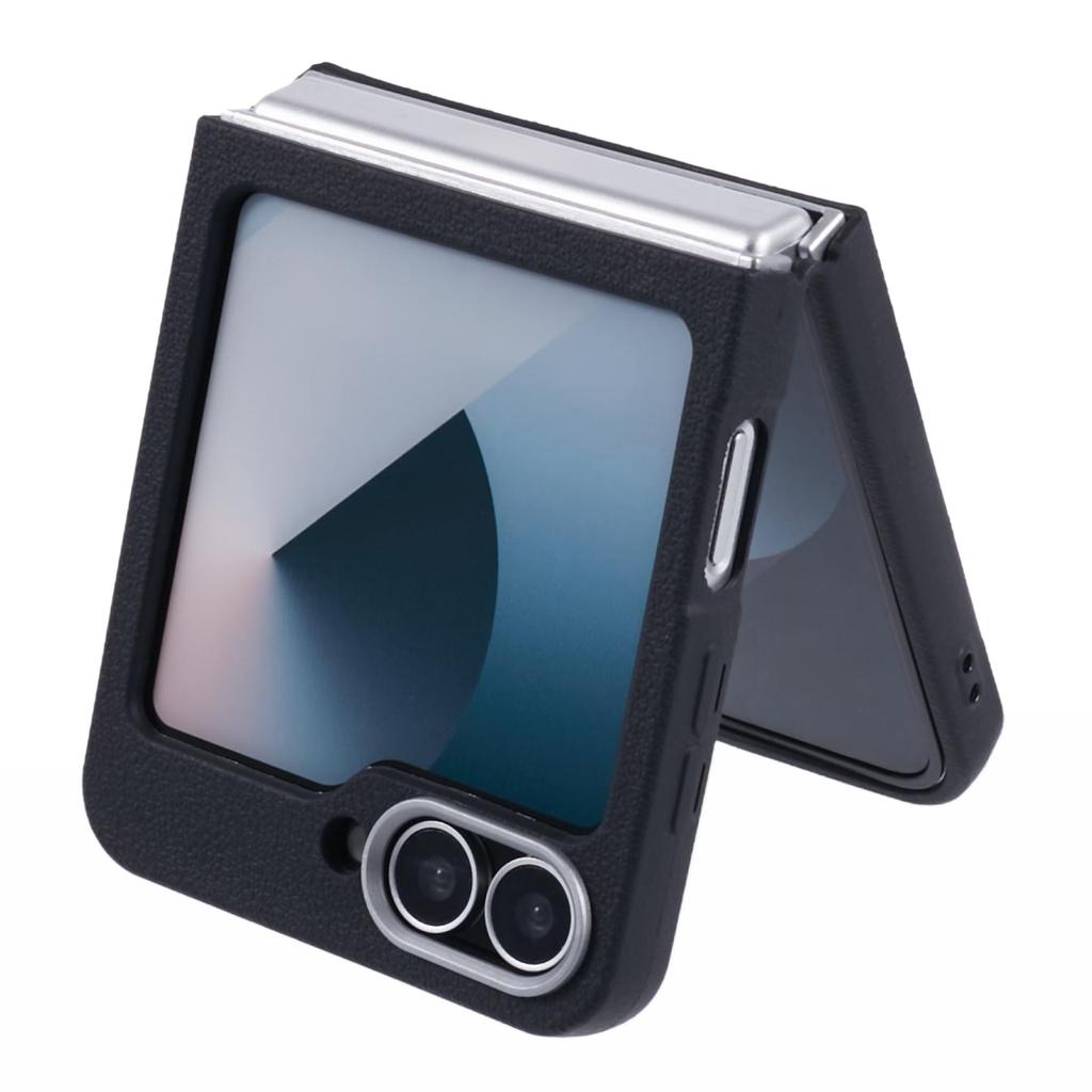 Für Samsung Galaxy Z Flip6 5G/Z Flip5 5G Hülle Lederstrukturierte TPU Stoßfeste Handyhülle