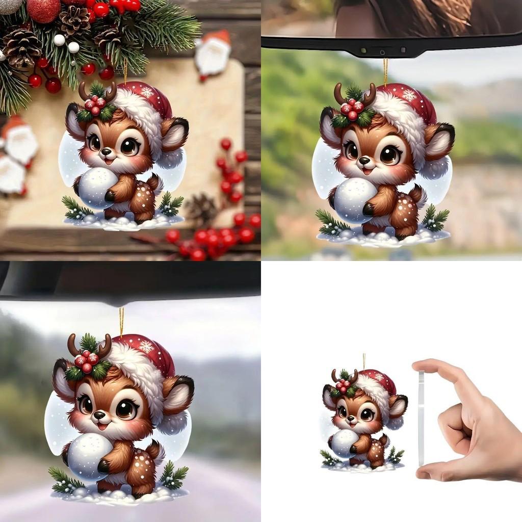 Pendant Reindeer Christmas With Acrylic Flat Surface For Car And Tree Decor