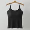 Solid Color Plus Size Camisole Tank Top For Women With Built In Anti Exposure Bra