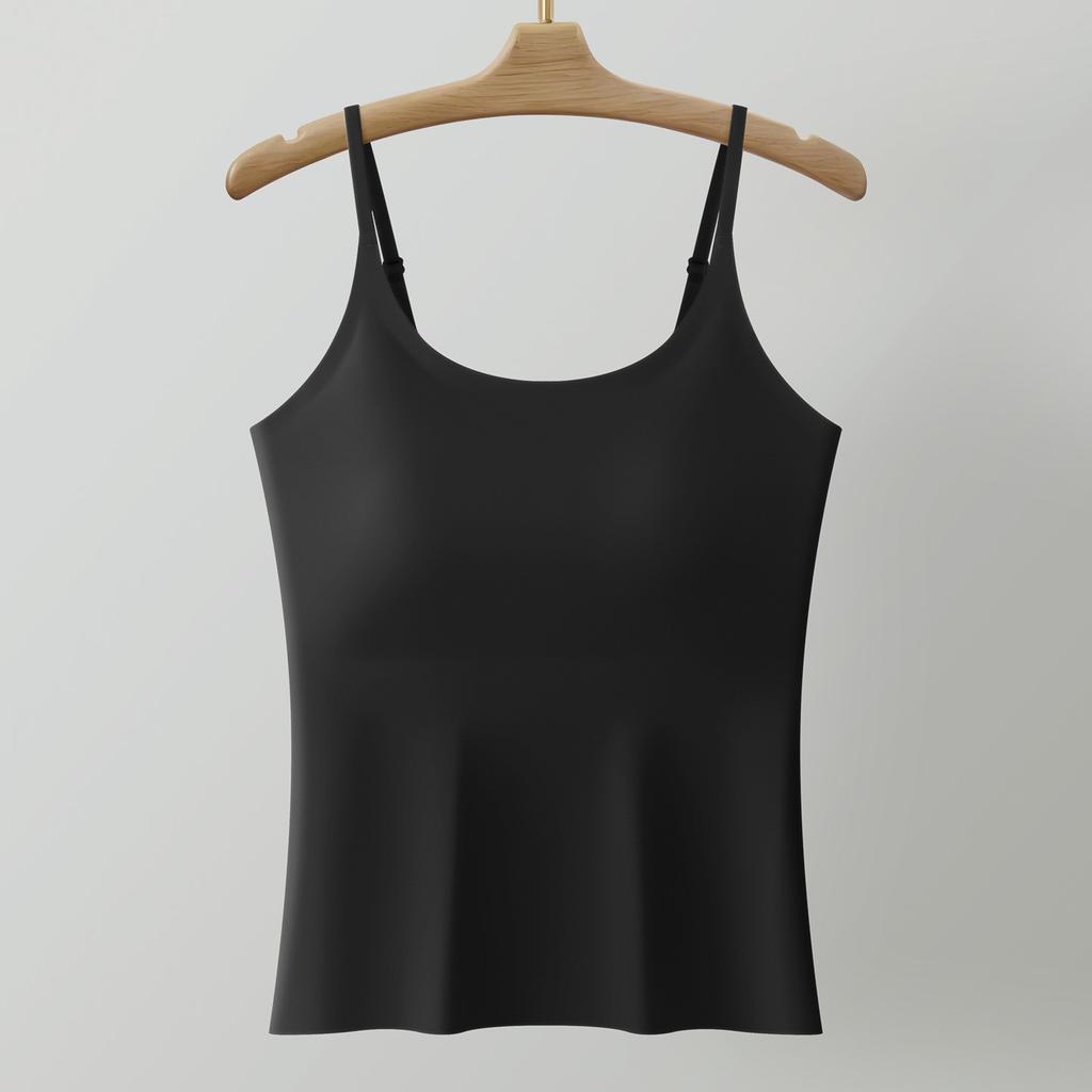 Solid Color Plus Size Camisole Tank Top For Women With Built In Anti Exposure Bra