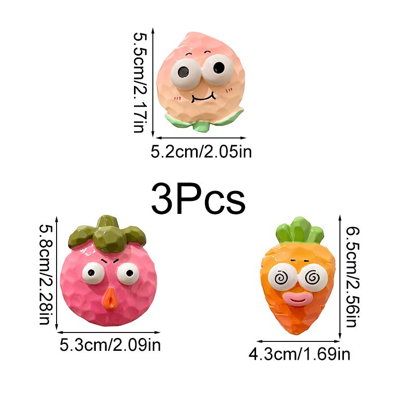 3Pcs Cartoon Funny Fridge Stickers Cute & Creative Resin 3D Refrigerator Stickers Magnetic Kitchen Decor