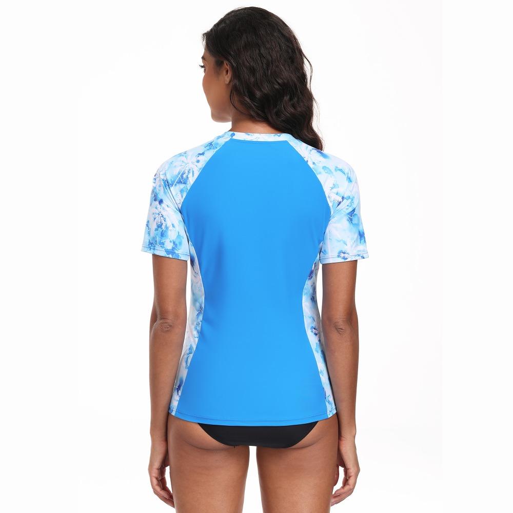 CHARMLEAKS Womens Rash Vest Short Sleeve UPF 50+ Lightweight Quick Dry Swim Shirt (No Bottom)