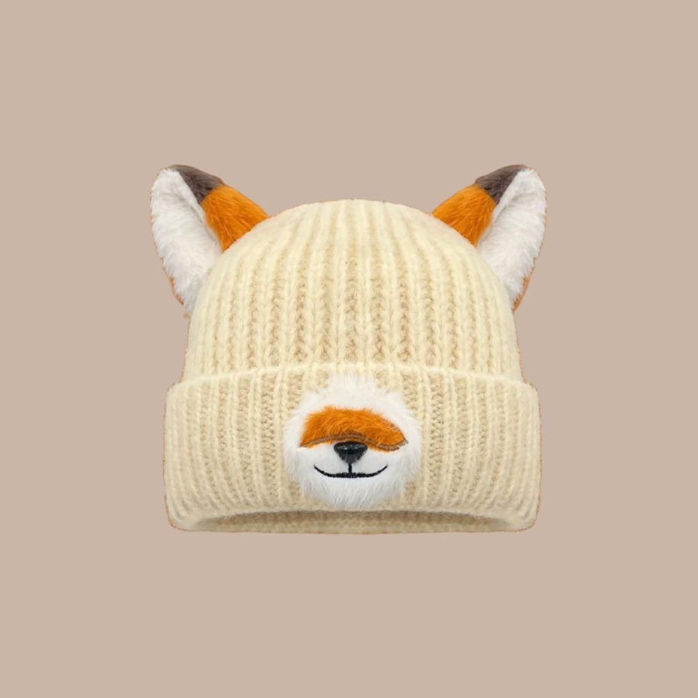 

Versatile Fox Ears Beanies Thickened Winter Beanies Cute Pullover Hats for Women and Men