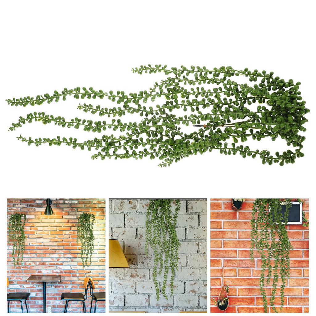 3Pcs Fake Hanging Plants Artificial Succulents Plastic Lifelike String of Pearls Plant Home Wedding Party Wall Decor