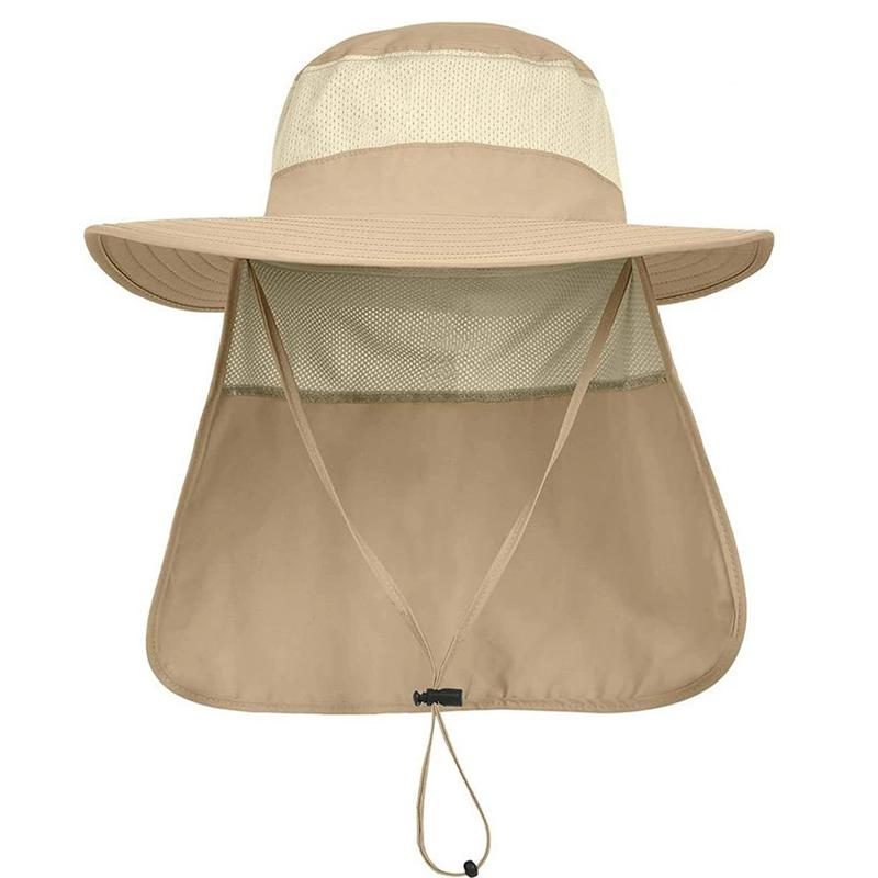Men'S Sun Protection Hunting Hat Wide Brim Fishing Hiking Hat With Neck Guard Brim Suitable For Garden Work