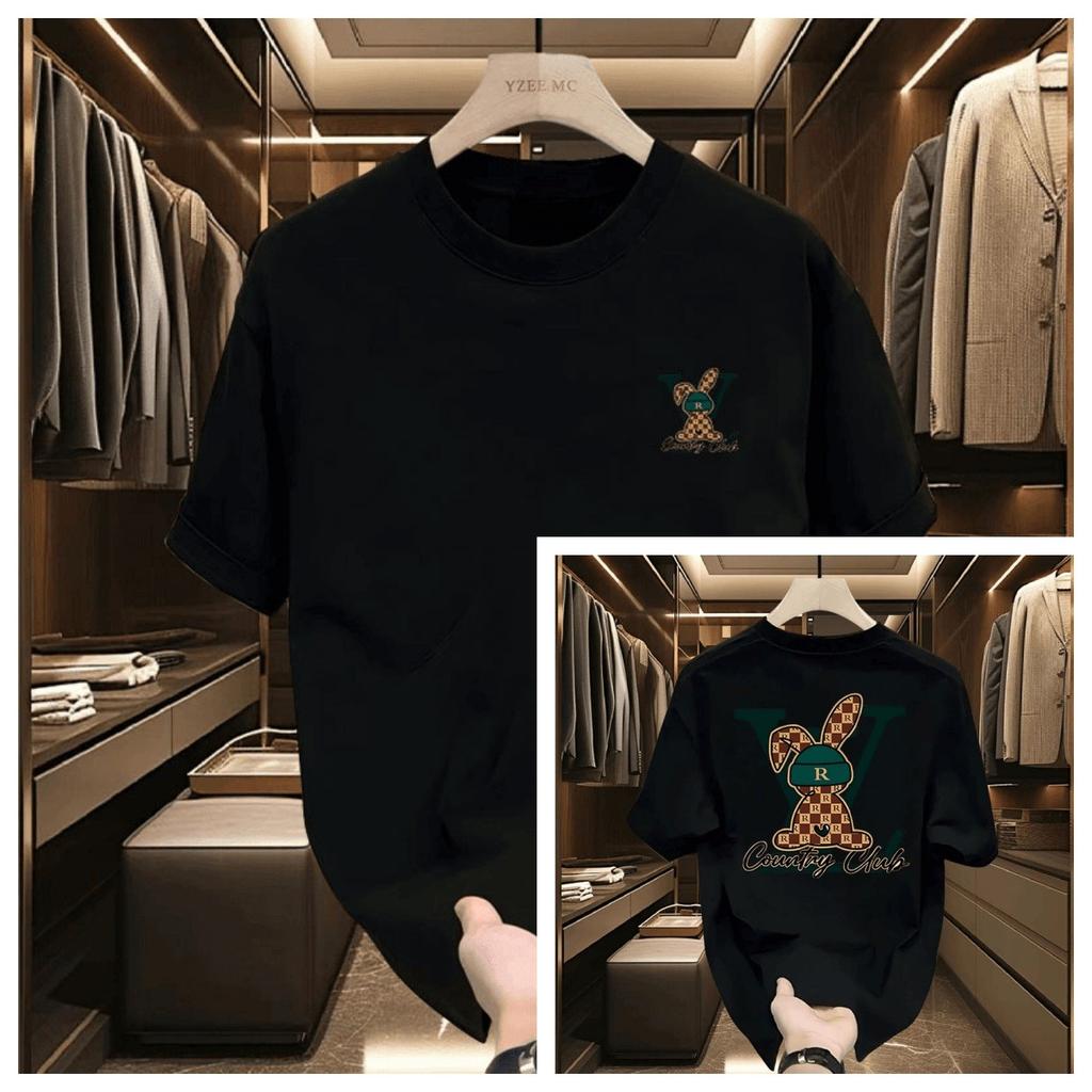 2026 Rabbit Americanstyle Highend Trendy Shortsleeved Tshirt Mens and Womens Trendy Brand Roundneck Summer Pure Cotton