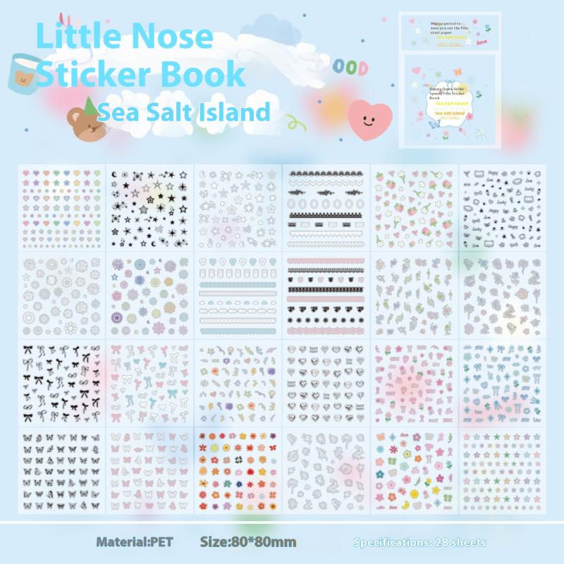 

28 листов/книга Милая мини-книга наклеек с вырезами для граффити Креативный справочник DIY Книга с картинками Чехол для телефона Наклейка для украшения ногтей