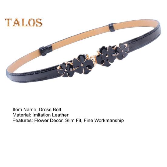 Women Thin Corset Flower Decor Waist Belt Faux Leather Slimming Body Waistband Decorative Skirt Belt Dress Shirt Decoration