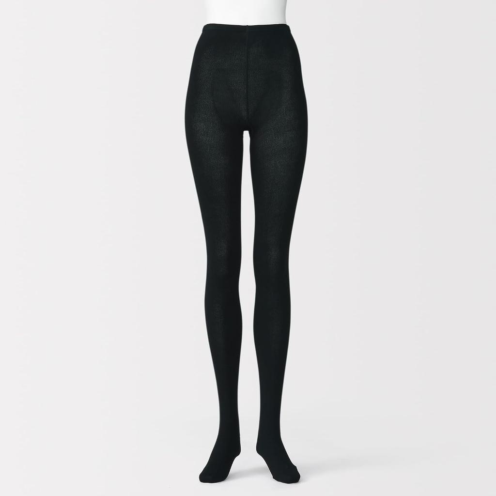 MUJI Right Angle Tights Women's L Black - Foot Shaped Design, Japan