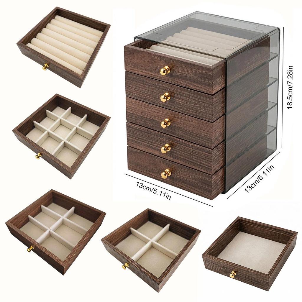 Large Capacity Walnut Jewelry Storage and Display Box