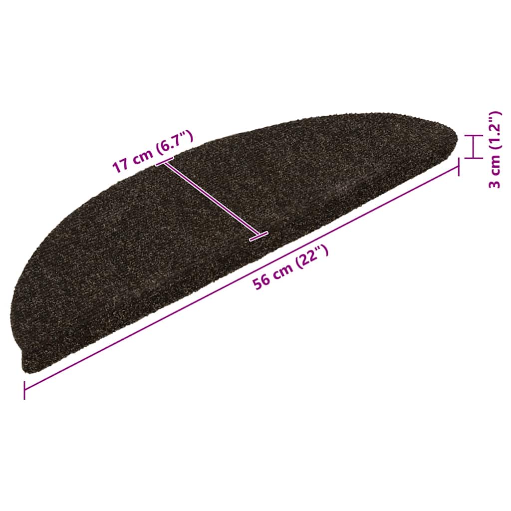 Self Adhesive Stair Treads 30 Pcs 56 X 17 X 3 Cm Dark Brown Semi Round