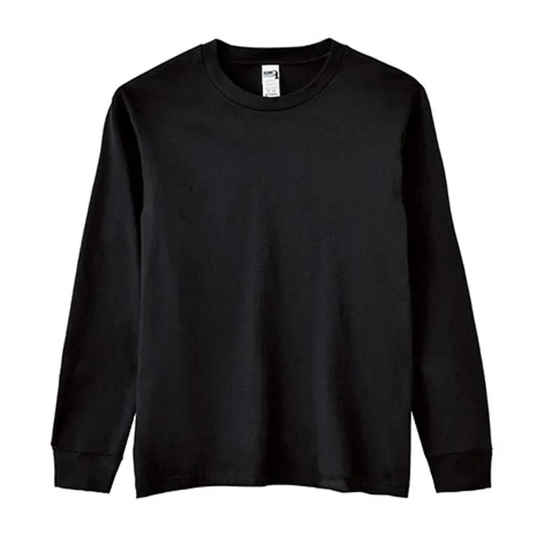 Heavy Round Neck Cotton Long Sleeve Thread Cuffed T-Shirt Bottomed Shirt T-Shirt for Male Tops Tshirt Tops
