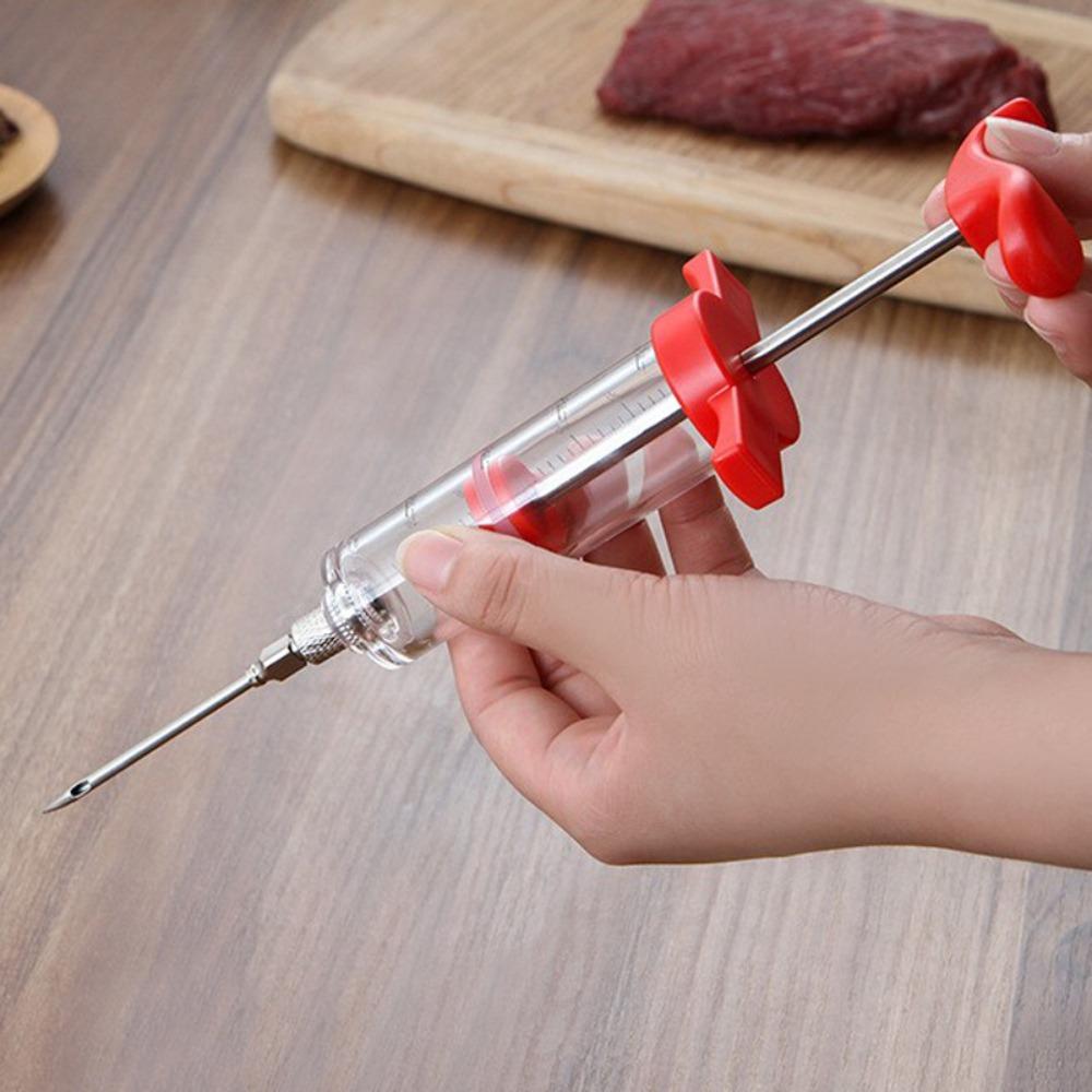 Food Grade PP BBQ Meat Syringe Kitchen Tools BBQ Meat Flavor Injector with 3 Stainless Steel Needles Kitchen for Home Outdoor