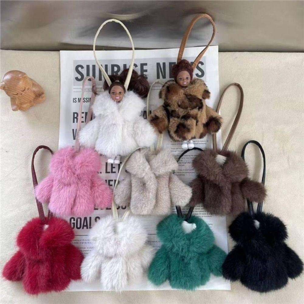 Fashion Faux Rabbit Fur Bag Charm Clothing Shape Soft Key Decoration Backpack Decoration Women Accessories