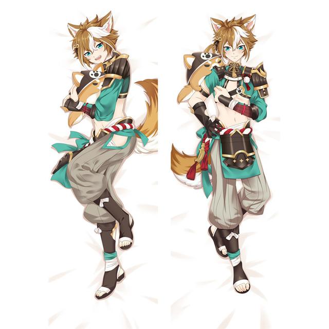 

180 см аніме гра Genshin Impact Gorou Wu Lang Dakimakura Cosplay Наволочка Hugging Body Costume Otaku Throw Pillow Cover Prop 40x120cm Peach Skin